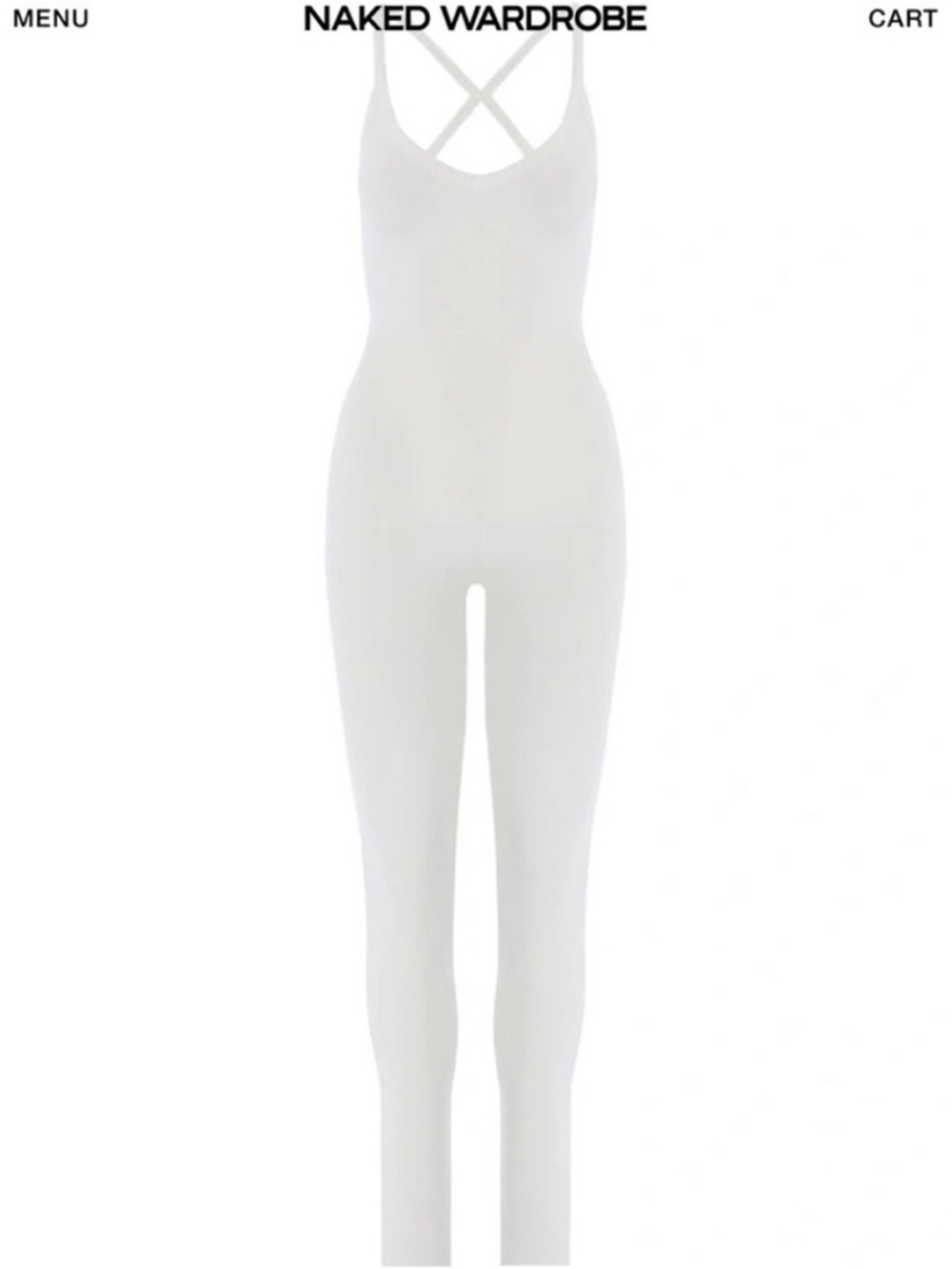 naked wardrobe White Crisscross Strap Jumpsuit